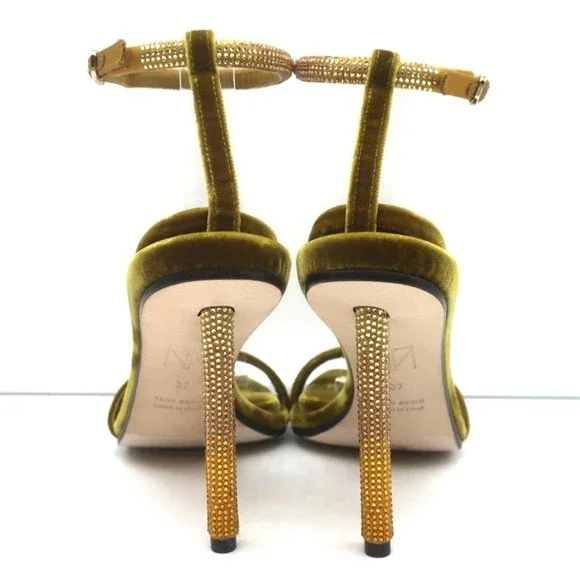 Tamara Mellon Stellar Sandals Topaz Crystal-Embellished Velvet Size 37 NEW - Picture 8 of 12